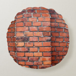 Brown wall brick round cushion