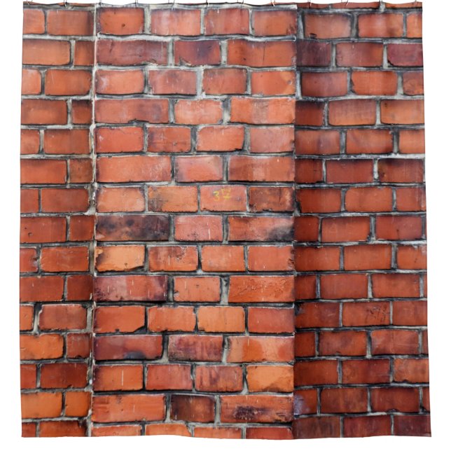 Brown wall brick shower curtain (Front)