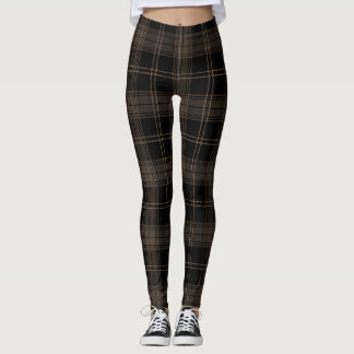 Brown, Walnut, Black, Roman Coffee Twill Tartan Leggings