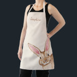 Brown Watercolor Bunny With Big Ears Cute Easter Apron<br><div class="desc">Destei's watercolor illustration of a cute brown bunny with extra large ears on a beige background color. There is also a personalizable text area for a name or other custom text. This design is ideal for Easter!</div>