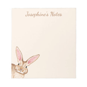 Brown Watercolor Bunny With Big Ears Cute Easter Notepad