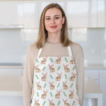 Brown Watercolor Rabbit And Greenery Cute Pattern Apron<br><div class="desc">Destei’s watercolor pattern featuring a brown bunny with extra long ears and pink inside them is surrounded by green leaves and botanical foliage. The repeating design creates a woodland inspired look with natural tones and hand painted details. Perfect for spring and Easter, this nature inspired pattern brings a seasonal touch...</div>