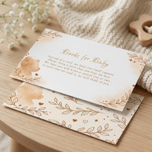 Brown Watercolor Teddy Bear Books for Baby Enclosure Card