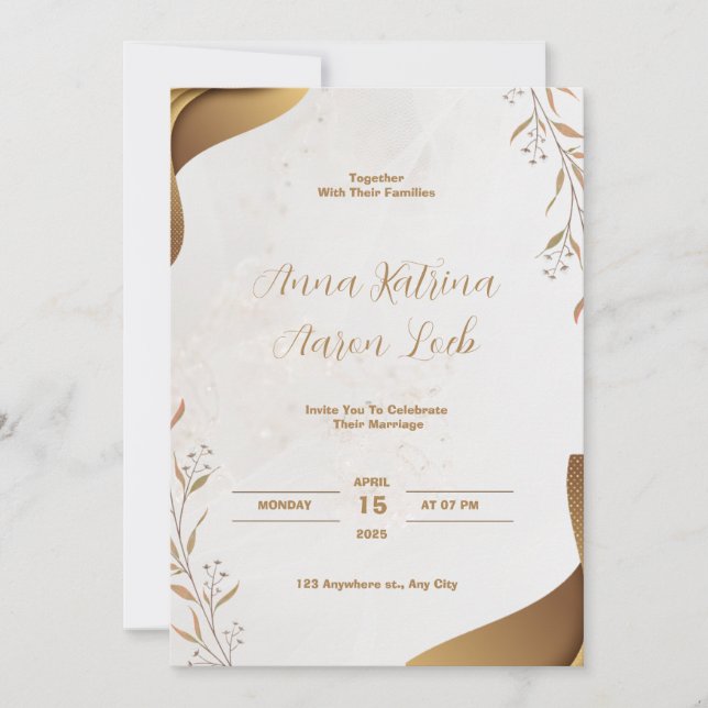 Brown Watercolor Wedding Party Invitation (Front)