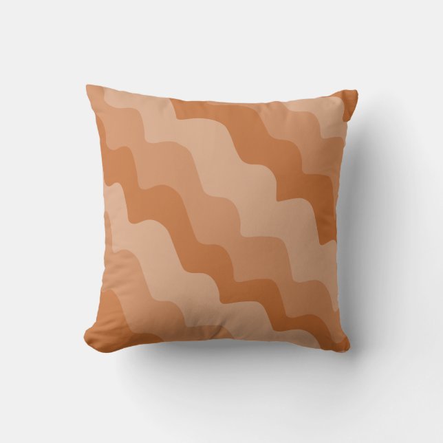 Brown wavy ocean waves gradient  cushion (Front)