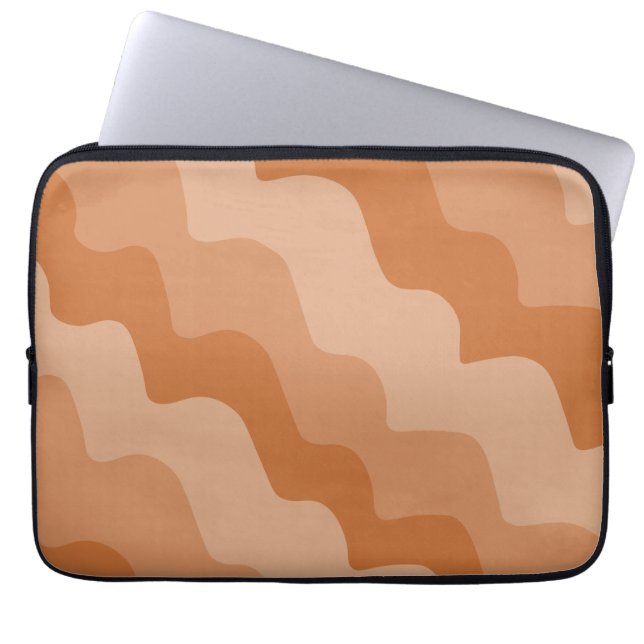 Brown wavy ocean waves gradient  laptop sleeve (Front)