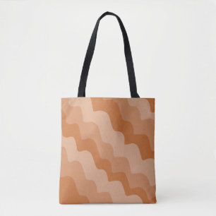 Brown wavy ocean waves gradient tote bag