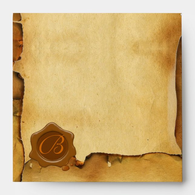BROWN WAX SEAL MONOGRAM PARCHMENT ENVELOPE (Front)