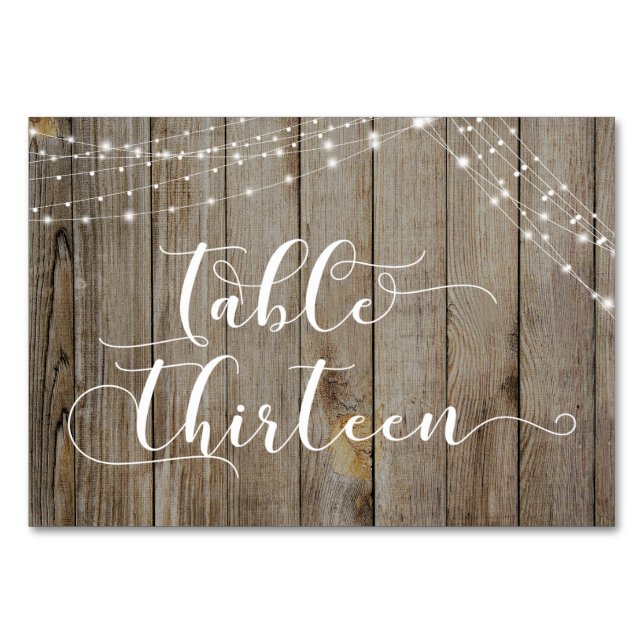 Brown Weathered Wood & Lights Table Thirteen Card (Front)