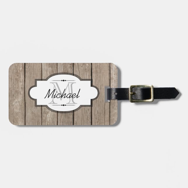 Brown Weathered Wood Luggage Tag (Front Horizontal)