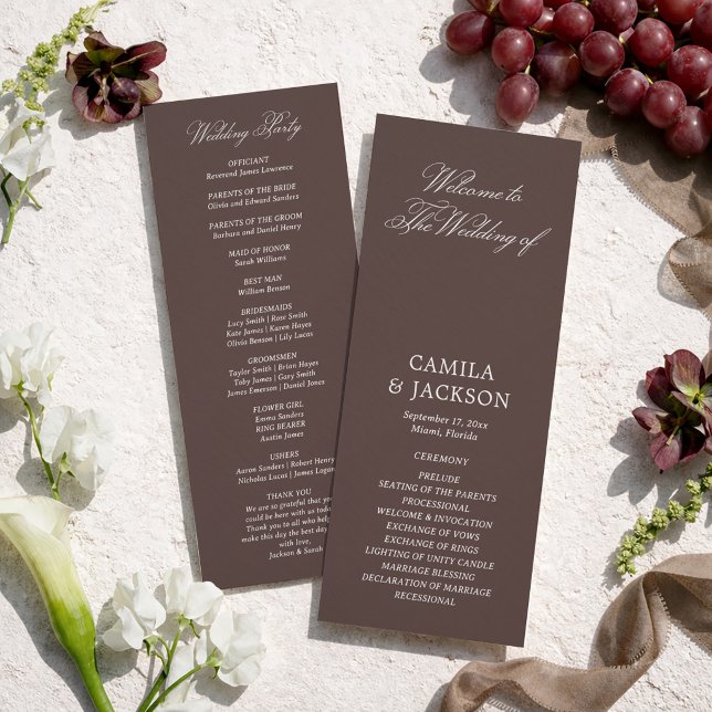 Brown Wedding Ceremony Flat Program Invitation (Creator Uploaded)
