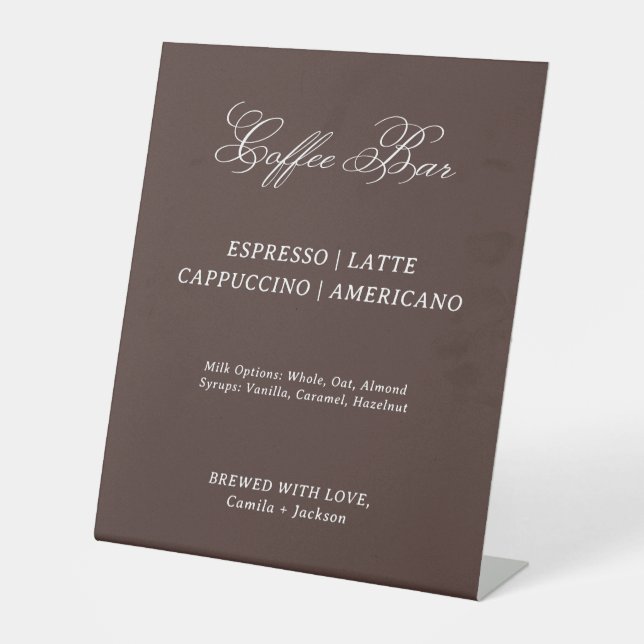 Brown Wedding Coffee Bar  Pedestal Sign (Front)