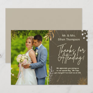 Brown Wedding Couple Photo  Thank You Flat Card