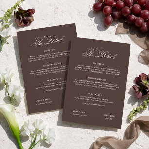 Brown Wedding Details Enclosure Card