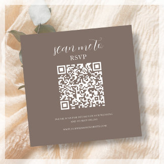 Brown | Wedding RSVP QR Code Enclosure Card