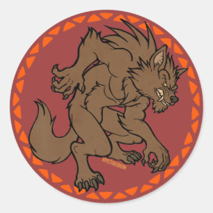 Brown Werewolf Classic Round Sticker