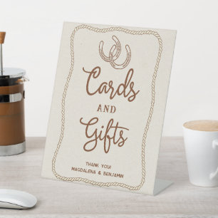 Brown Western Horseshoe Cards and Gifts Wedding Pedestal Sign