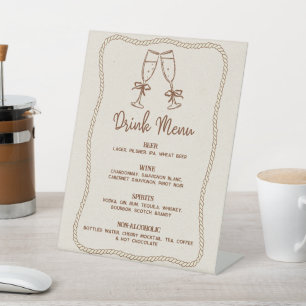 Brown Western Rustic Rope Frame Party Drink Menu Pedestal Sign