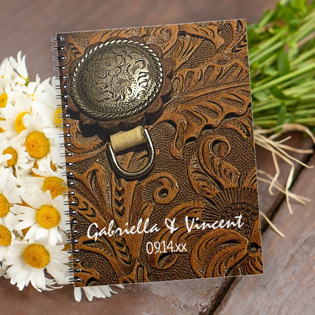 Brown Western Saddle Country Wedding Spiral Notebook (Creator Uploaded)