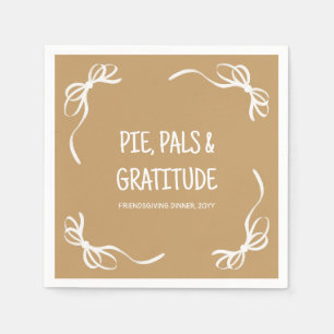 Brown Whimsical Hand Drawn Friendsgiving Dinner Napkin