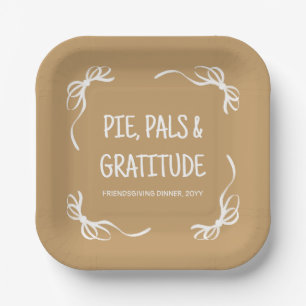 Brown Whimsical Hand Drawn Friendsgiving Dinner Paper Plate