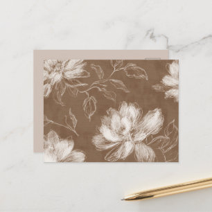 Brown White Abstract Flowers Postcard