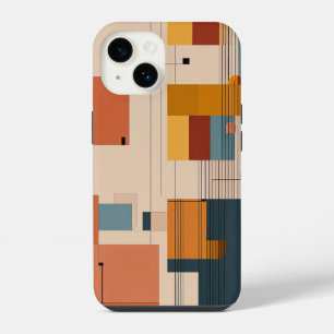 brown white and black blue small lines iPhone 14 case