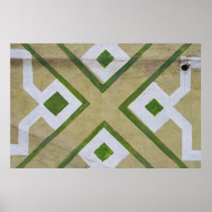 Brown, white, and green textile close-up photograp poster