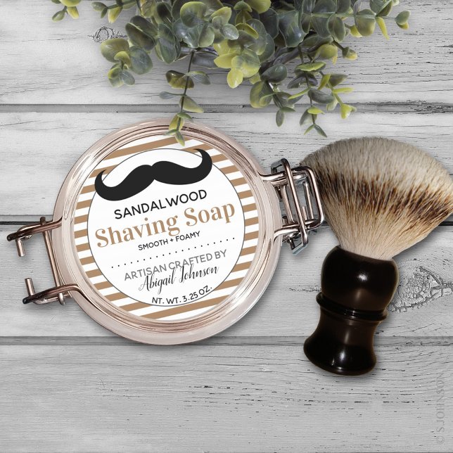 Brown & White Artisan Crafted Shaving Soap Label (Creator Uploaded)