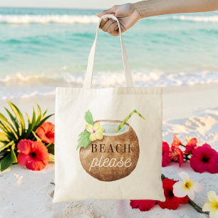Brown White Beach Travel Tropical Vacation Holiday Tote Bag