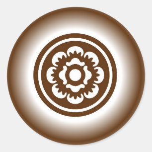 Brown white beige floral sticker seal labels