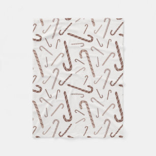 Brown & White Candy Cane Pattern Fleece Blanket