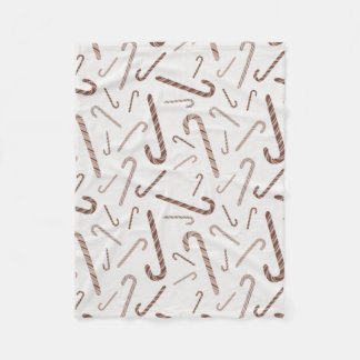 Brown & White Candy Cane Pattern Fleece Blanket