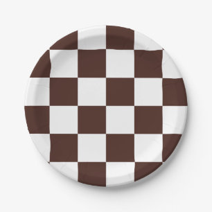 Brown/White Checkered Paper Plate