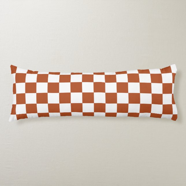 Brown White Chequered Check Pattern Body Cushion (Front)