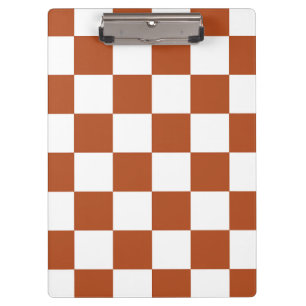 Brown White Chequered Check Pattern Clipboard