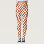 Brown White Chequered Check Pattern Leggings<br><div class="desc">Brown and White Check Chequered Geometric Squares Pattern Design</div>