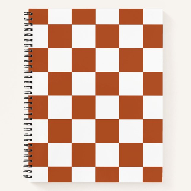 Brown White Chequered Check Pattern Notebook (Front)
