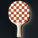 Brown White Chequered Check Pattern Ping Pong Paddle<br><div class="desc">Brown and White Check Chequered Geometric Squares Pattern Design</div>