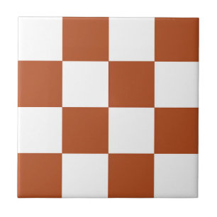 Brown White Chequered Check Pattern Tile