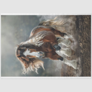 Brown White Clydesdale Like Horse Decoupage Tissue Paper