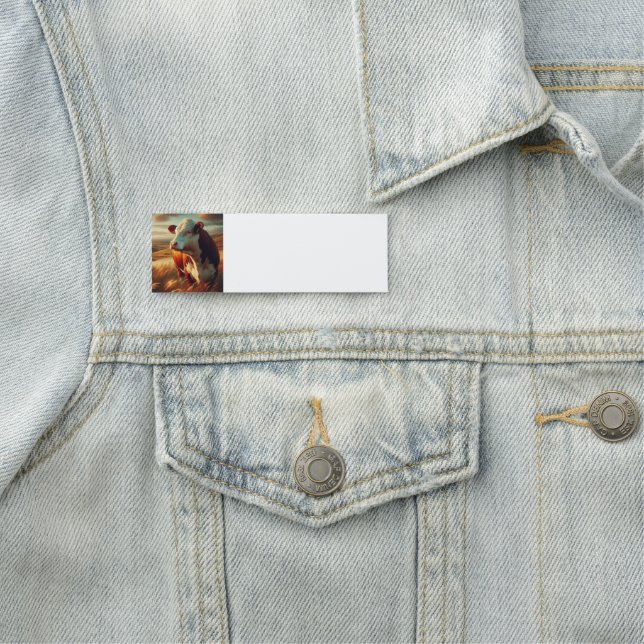 Brown White Cow Farm Animal Art Name Tag (In Situ)