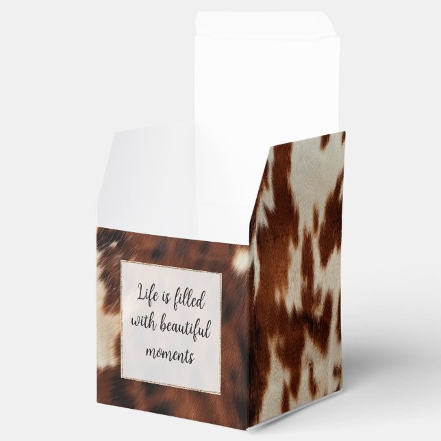 Brown White Cowhide Favour Box (Opened)