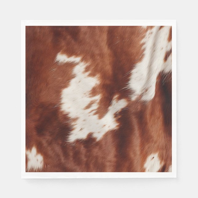 Brown White Cowhide Napkin (Front)
