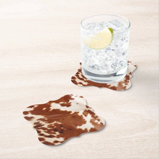 Brown White Cowhide Paper Coaster (Insitu)