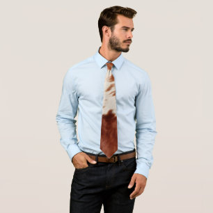 Brown White Cowhide Tie