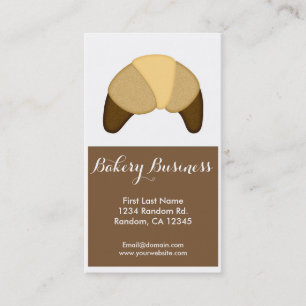 Brown white croissant custom bakery business cards