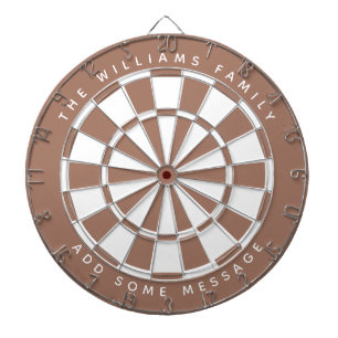 Brown White Custom Family Name and Message Earthy Dartboard