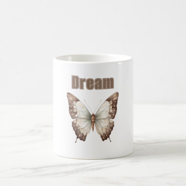 Brown White Dream Butterfly Coffee Mug (Center)