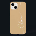 Brown White Elegant Calligraphy Script Name Case-Mate iPhone 14 Case<br><div class="desc">Brown Elegant White Calligraphy Script Custom Personalised Name iPhone 14 Smart Phone Cases features a modern and trendy simple and stylish design with your personalised name in elegant hand written calligraphy script typography on a brown background. Designed by ©Evco Studio www.zazzle.com/store/evcostudio</div>
